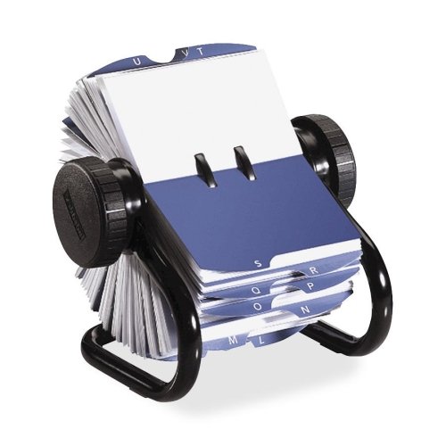 Wholesale CASE of 5 - Rolodex Rotary Business Card Files-Rotary Business Card File, 400 Card Cap, 200 Sleeves, Black