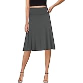 Sweet Hearts A-Line Midi Skirts for Women- High Waist Knee Length Casual Flared Flowy Skirt Made in USA