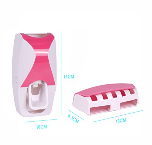 WAYCOM Dust-proof Toothpaste Dispenser Toothpaste Squeezer Kit (Pink)