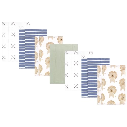 Hudson Baby Unisex Baby Cotton Flannel Burp Cloths 7-Pack, Modern Lion, One Size
