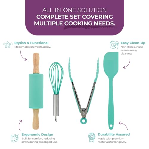 Tovla Jr. Kids Cooking Utensils Set 4Piece Kids Kitchen Tools Safe