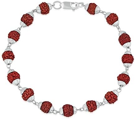 Shiyara Jewells 92.5 Sterling Silver Divine Rudraksh Bracelet for Mens and Boys RD00001