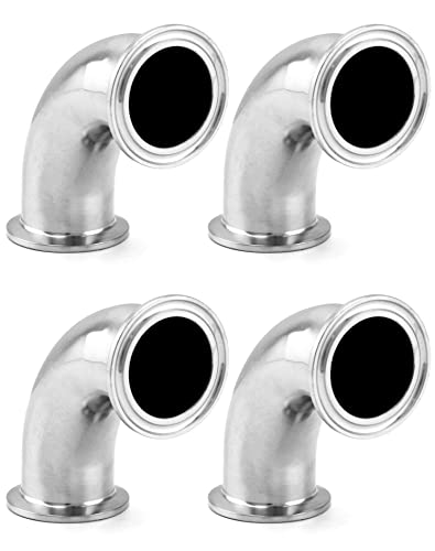 QWORK 1-1/2" Tube OD Sanitary Ferrule Elbow 90 Degree Pipe Fitting - Pack of 4, Enhanced Connection with 2 Silicone Gaskets, SUS304 Tri Clamp 1.5 Inch by QWORK - Used condition - CA$31.59