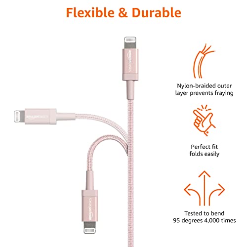 Amazon Basics 2Pack USBA to Lightning Charger Cable, Nylon Braided