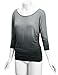 Lock and Love WT989 Womens 3/4 Sleeve Ombre Dolman Top XXXL BLACK