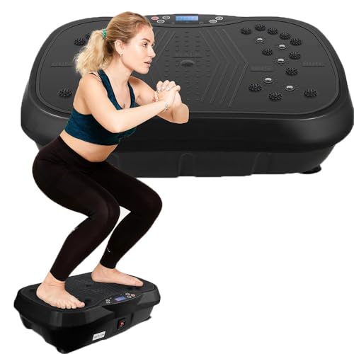 Skade Vibration Plate, Exercise Machine Vibration Plate for Lymphatic Drainage Weight Loss, Waver Vibration Plate 330lbs Capacity 6 Preset Modes 120 Level with Loop Belt（black）