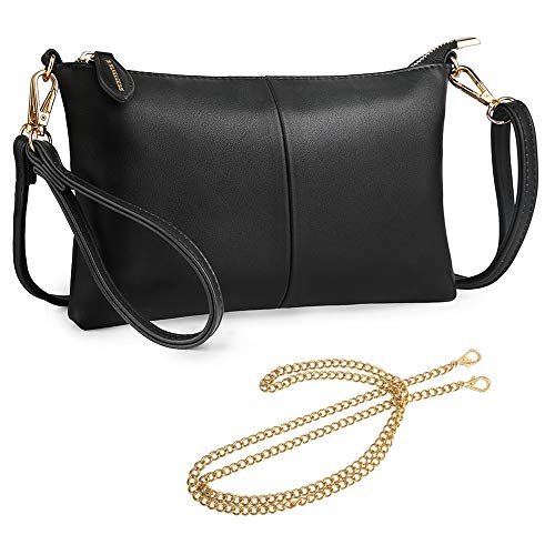 S SUNINESS Anti Theft Crossbody bags - Women Sling Purse Lightweight PU Leather Wallet Wristlet Bags with Adjustable, Chain and Wristlet Strap (Black)