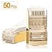 SHD RJ45 Connectors Golden Shielded RJ45 Ends 8P8C FTP STP Network Plug for CAT5E CAT6 Stranded Cable 50PCS