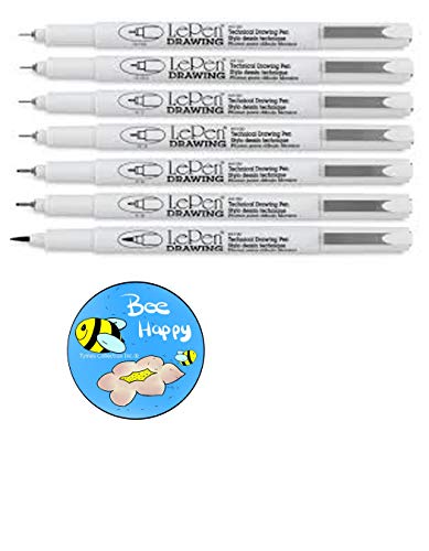 LE PEN DRAWING KIT - ALL 7 TIP SIZES (0.03mm, 0.3mm, 0.5mm,0.05mm, brush, 0.1mm and 0.8mm)