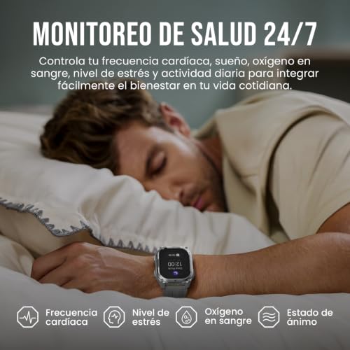 KOSPET Pulse 2 Smartwatch with GPS, 5 ATM and IP69, 15 Days Battery | AMOLED Military Smartwatch 1.96 Inch Heavy Duty LED Flashlight 170+ Sports Heart Rate Sleep for Android iPhone
