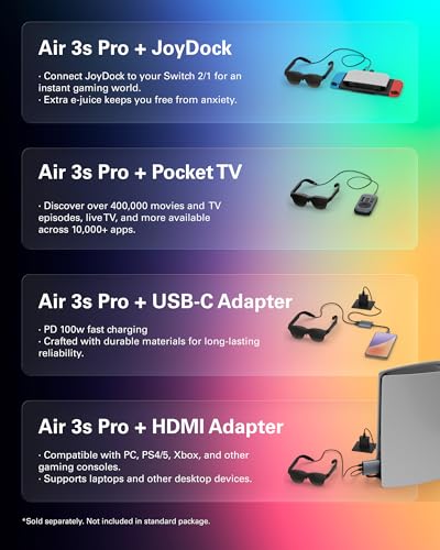RayNeo Air 3s Pro AR/XR Glasses - 201'' 1200 Nits 120Hz HueView 2.0 Video Display, Smart Gaming Glasses for iPhone 17,16,15/Android/Mac/Switch 2/PS5/SteamDeck - Next-Gen Personal Theater