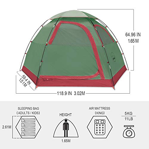KAZOO Outdoor Camping Tent 4 Person Waterproof Camping Tents Easy Setup