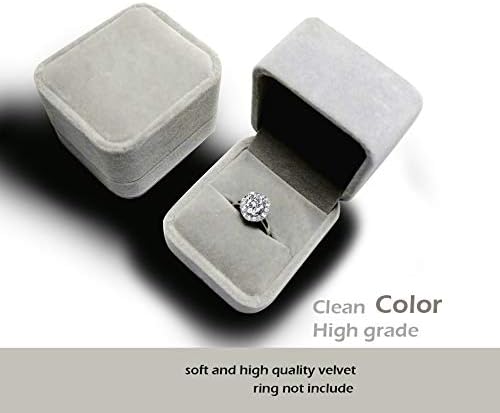 duoduodesign Classic Velvet Engagement Ring Box (Silver Gray)