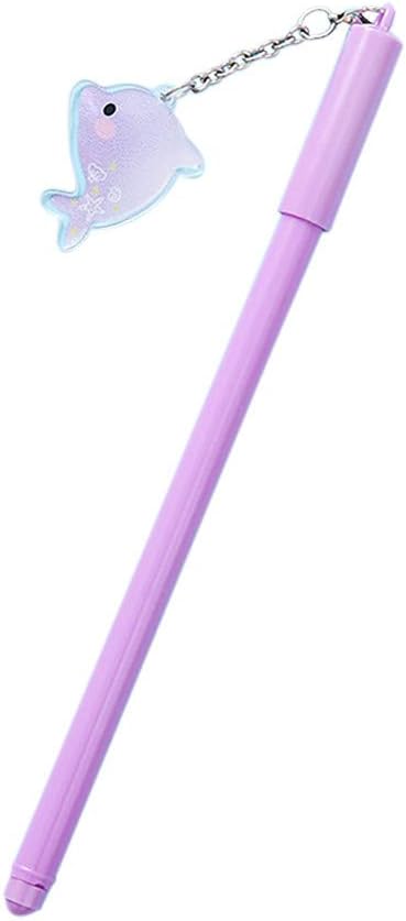 Weisfe78 1 Pc Newest Cute Kawaii Crazy Dolphin Pendant Writing Animal Cartoon Gel Pen with 0.55 mm Point Black Ink Stationery Office Supplies Ballpoint For School Student Kids Birthday Gift Set