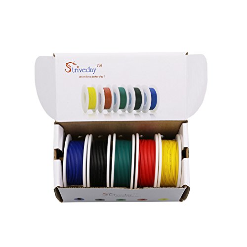 Strivedayâ„¢ 22 AWG Flexible 1007 Wire Electric wire 22 gauge Coper Hook Up Wire 300V Cables electronic stranded wire cable electrics DIY BOX-1