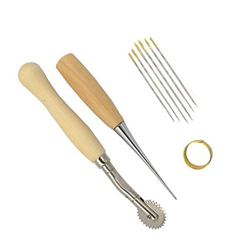 YEQIN 4 in 1 Kit Leathercraft tool Handmade Spacer Stitching Awl Sewing Needles Thimbles Set For Leather Craft And Cloth Sewing