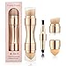 Ofanyia 4 in 1 Makeup Brush Set - Lip Brush, Smudge Brush, Contour & Blush Brush, Sponge Brush - For Eyes Lips Face Foundation Makeup (rose gold)
