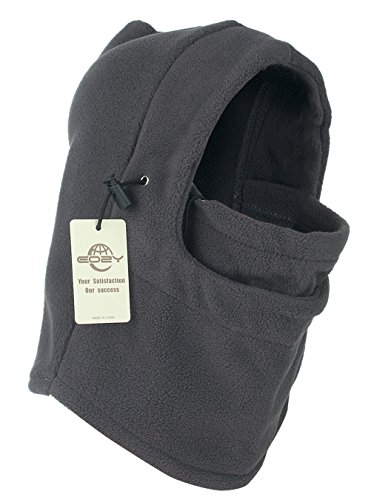 EOZY Unisex Adult Multi Use 6 in 1 Thermal Warm Fleece Balaclava Hood Full Face Mask Hat Grey