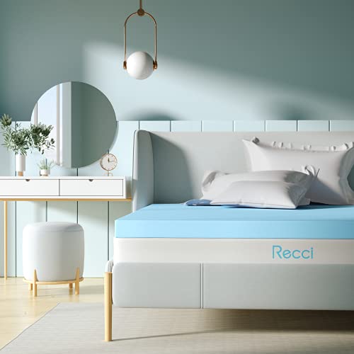 RECCI 2.5 Inch Mattress Topper Full, Gel Infused Memory Foam Mattress Topper, Pressure Relieving