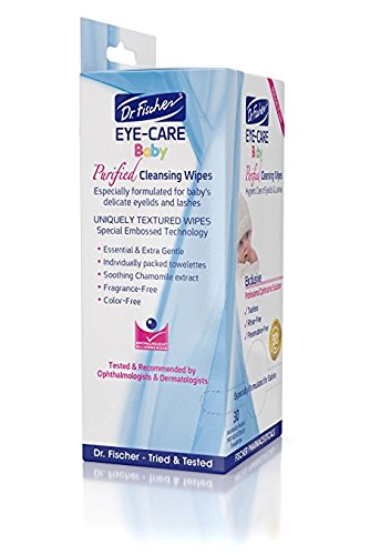 Purified, Non Irritating, Tear Free, Hypoallergenic & Sensitive Approved Baby Eyelid Wipes by Dr. Fischer - Pre-moistened, Rinse Free and Pediatrician Recommended (6)