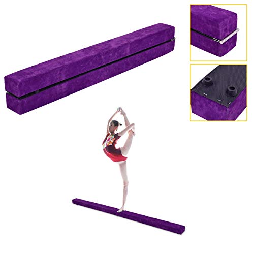 Gymnastic Bar & Balance Beam, 7' Sectional Gymnastics Floor Balance Beam, Purple