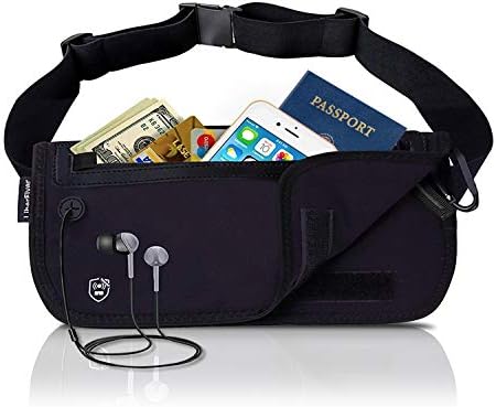 SECURIPO money belt for travel wallet waist pouch rfid【Lycla 3.0 waterproof material】 (All Black zipper)