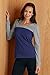 Fair Indigo Organic Pima Cotton V-neck Colorblock Tee