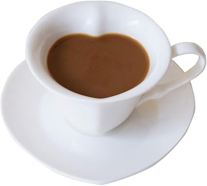 Loywt Set Di Tazze Di Caffe A Forma Di Cuore In Stile Europeo Fantasia Di Tazze Di Ceramica Bianca Tazze Piattini Regali Per San Valentino Cuori Di Pesca Amazon It Casa E Cucina
