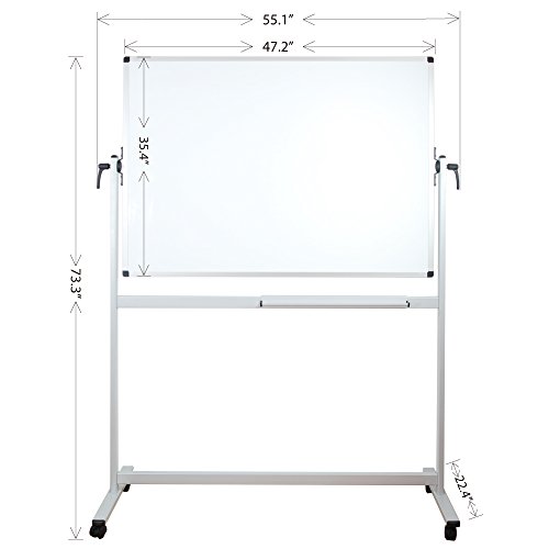 Lockways Reversible Magnetic Mobile Whiteboard - 48 x 36 Double Sided Dry Erase Whiteboard, Office Dry Erase Board 4 X 3, Anti-Scratch Powder Coating Aluminum Frame U12415211425 for Office & School - Thumbnail 6