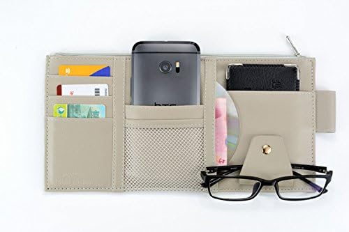 PythonWorld PU Leather Multi-function Car Space Sun Visor Organizer Bag Hanging Card Phone Storage Pouch Holder