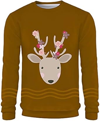 Amazon メンズ パーカー 長袖 3d漫画プリント トップス かわいい鹿柄 トレーナー モード系 ストリートファッション ヒップホップ スウェット 目立つ 男女兼用 春秋冬 大きいサイズ トレーナー パーカー 通販