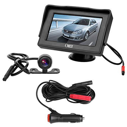 B-Qtech Backup Camera and Monitor Kit Mini Rear View Reverse Camera Waterproof and 4.3