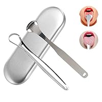 Tongue Cleaner Tool, Adromy Stainless Steel Tongue Scraper Tongue Scraping Fresh Breath, Oral Hygiene Care - Silver