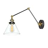 LNC Plug-in Wall Lamp Adjustable Wall Sconces Clear Glass Swing Arm Sconces Wall Lighting
