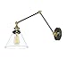 LNC A02244 Plug Lamp Adjustable Clear Glass Swing Arm Lighting Wall Sconces, Black