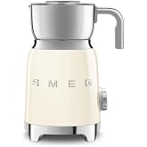 SMEG Retro 50's Style Milk Frother with 2 Disks 6 Preset Programs Hot or Cold Frothing and Induction Heating (Cream)
