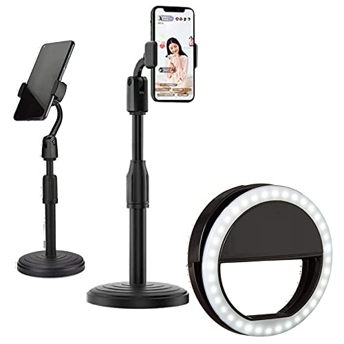 Eazories Desktop Mobile Phone Holder, 360 Rotating for Live Streaming, YouTube,Table,Office Video Recording Android & Smartphone with Mini Selfie Ring Light All Cell Phone Hold for Live Stream/Makeup Eazories Desktop Mobile Phone Holder, 360 Rotating for Live Streaming, YouTube,Table,Office Video Recording Android & Smartphone with Mini Selfie Ring Light All Cell Phone Hold for Live Stream/Makeup