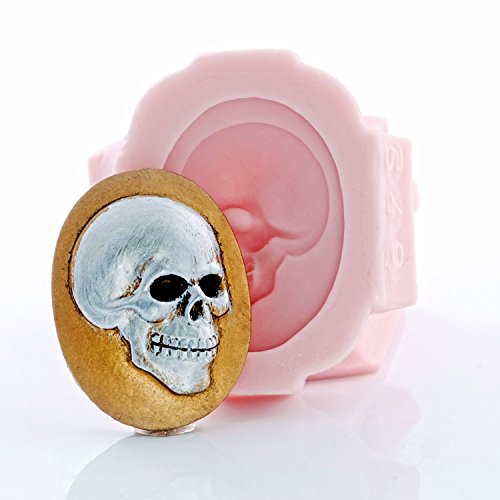 Gothic Skull Cameo Silicone Mold Food Safe Fondant, Chocolate, Candy, Resin, Polymer Clay, Jewelry, Craft Mold - Thumbnail 2