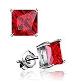 Miraculous Garden Womens White Gold Plated Square Cubic Zirconia Diamond Birthstone Stud Earrings