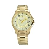Casio #MTP-V004G-9B Men's Standard Gold Tone Stainless Steel Gold Dial Date Watch