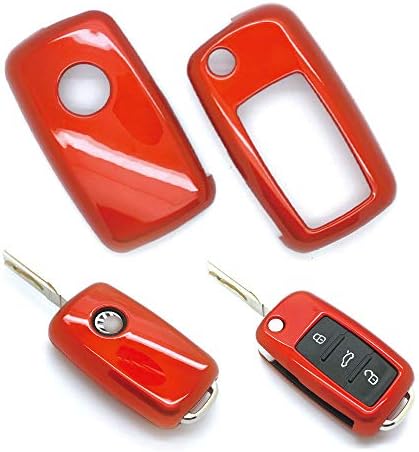 carmonmon Plastic Remote Smart Key Fob Shell Cover Case Bag Holder Cover For VW Beetle Passat Tiguan Touran Jetta MK1-MK6 Golf GTI/Rabbit/R/MK6/MK5 (Red)