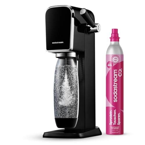 Wassersprudler ART mit CO2-Zylinder und 1x 1L spülmaschinenfeste Kunststoff-Flasche, Höhe 44cm, Schwarz, 44 cm