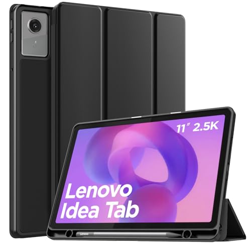 TiMOVO Cover for Lenovo Idea Tab 11 Inch 2025 TB-336ZU/336FU with Pen Holder, Slim Potential Cover with Stand and Soft TPU Back, Supports Car Wake Up / Sleep, Black