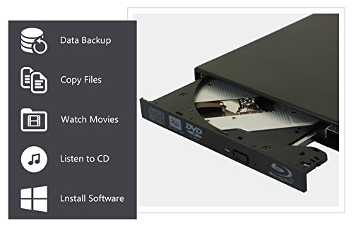tengertang USB External blu-ray drive, portable DVD burner,BD-ROM,DVD/CD-RW/ROM Writer,Support xp/win/Linux system related desktop, notebook, etc.(black) - Thumbnail 2