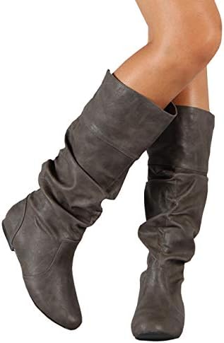 Liyuandian Women's Buckle Knee High Boots Casual Motorcycle Riding High Heel Booties with Lace Up