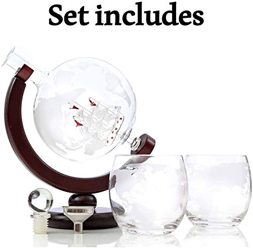 6 Whiskey+Globe+Decanter+Set+Glasses