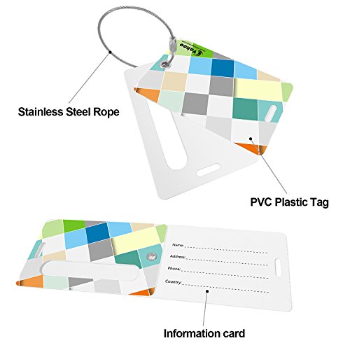 Vakoo Luggage Tags Travel Bag Tags PVC Baggage Tags ID Label Identifier for Suitcase and Handbag (8 Pack)