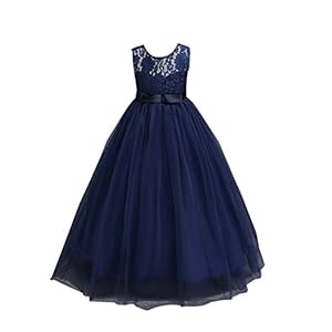 Timlung kanten avondjurk met bloemmotief voor meisjes