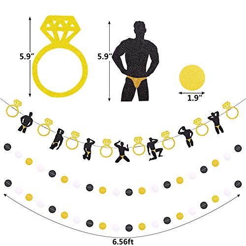 Glittery Bachelorette Banner - Male Dancers Strippers Banner and 2pcs Circle Dots Garland for Bridal Bride to Be Party Naughty Dirty Supplies Hen Party Wedding Decorations - Thumbnail 2