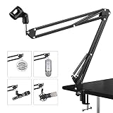 Microphone Suspension Mic Clip Adjustable Boom Studio Scissor Arm Stand For Blue Yeti Snowball, Constructed With Premium Quality Metals For Professional Streaming, Voice-Over, Recording,Games